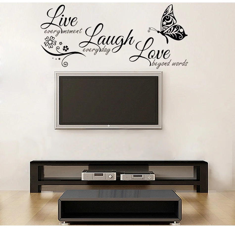 Live Laugh Love Butterfly Flower Vinyl Decals